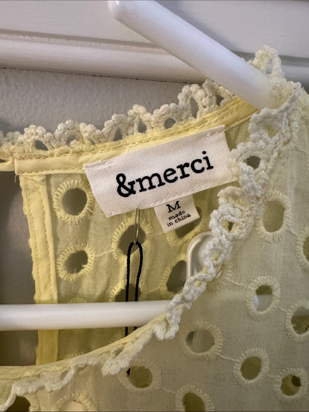 &merci Butter Yellow Eyelet Tiered Mini Dress - Picture 2 of 5
